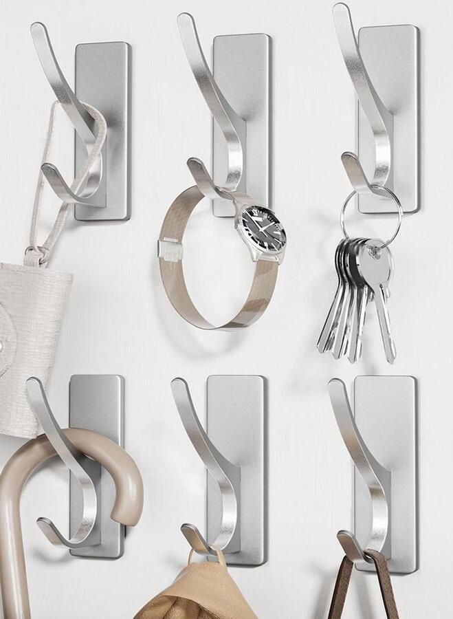 Allecto plus Stokhaken voor extra plakkerig 6 kg deurkapstok voor handdoek jas sleutel roestvrij metalen haken voor wandmontage badkamer douche keuken