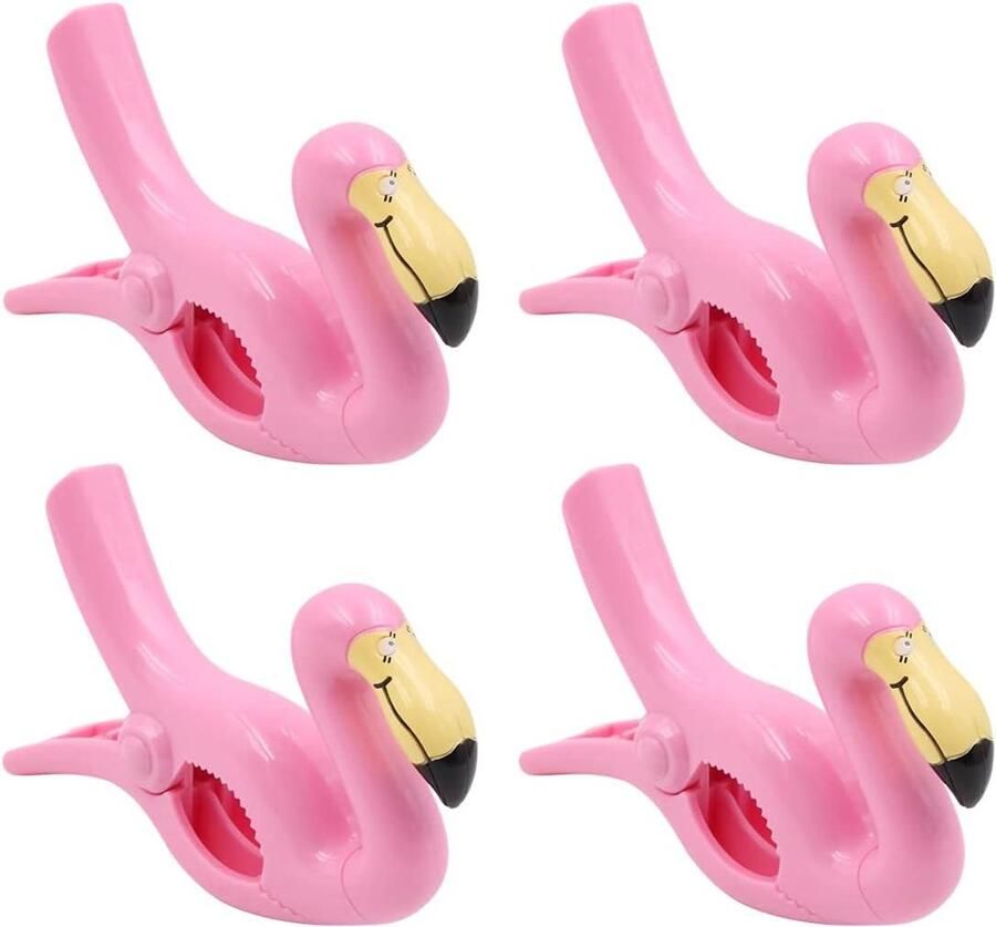 Allecto Plus Strandlaken Clips 4 stuks voor Ligstoelen en Handdoek Haringen Vakantie Stoel Accessoires Beach-Flamingo Thema Ideaal voor Zwembad en Strand Nieuwigheid Design