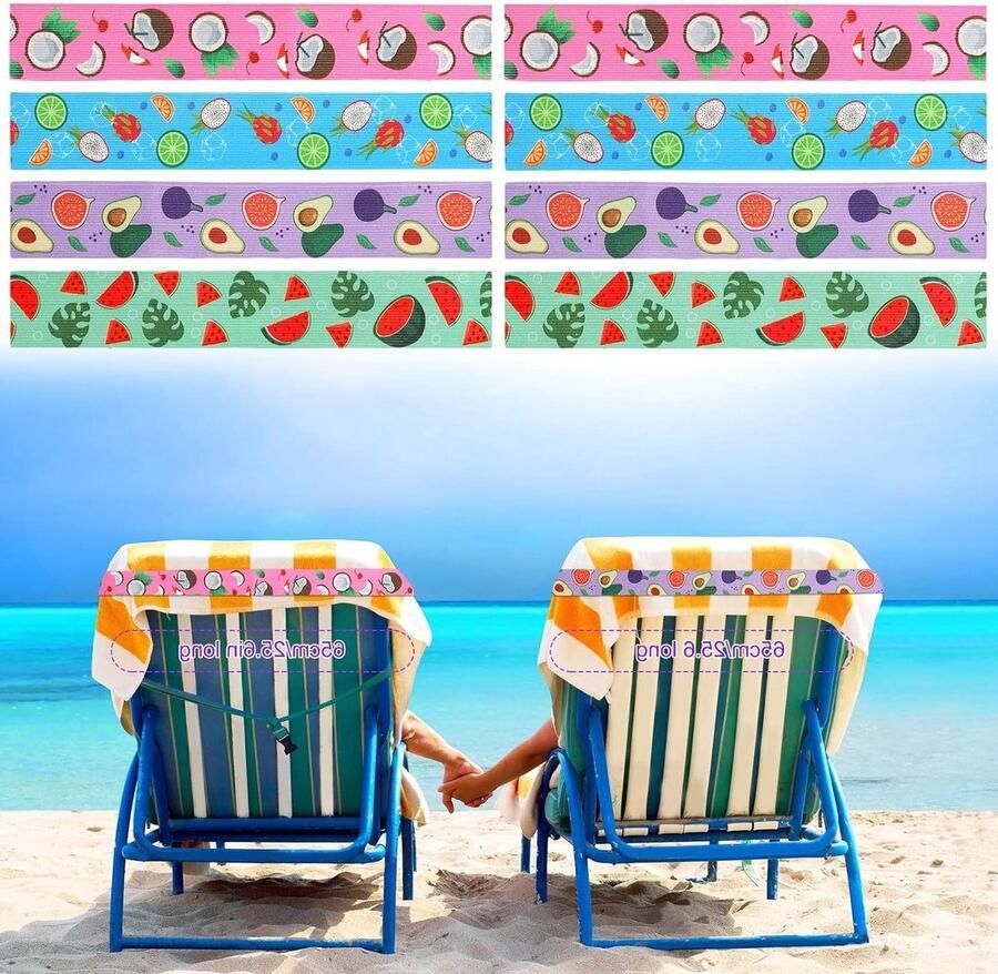 Allecto Plus Strandlakenhouder voor Strandstoel 20 stuks Fruitstijl Zomerstrand Accessoires Zwembad Cruise stoelen