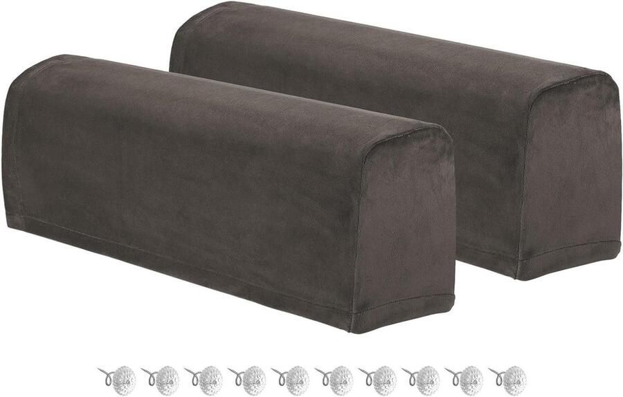 Allecto plus Stretch armleuninghoezen zachte bankhoes antislip 2 stuks Stoelarmbeschermers voor bank ligstoel Polyester Kaki kleurrijke hoes met draaistiften