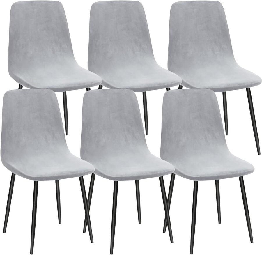 Allecto Plus Stretch fluwelen stoelhoezen set van 4 6 universeel Eetkamerstoelen Overtrek afneembaar Wasbare stoelen bescherming Keuken Bruiloft Zwart