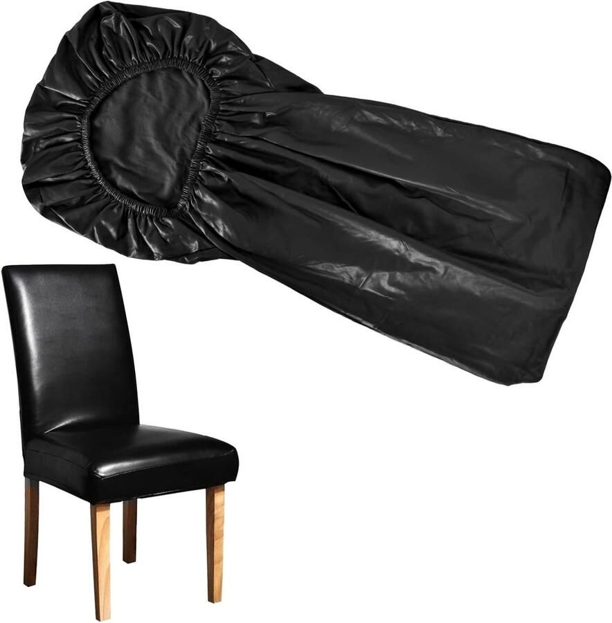 Allecto plus Stretch stoelhoes set 4-delig PU-leer wasbaar – decoratie voor eetkamerstoelen hotel feest bruiloft