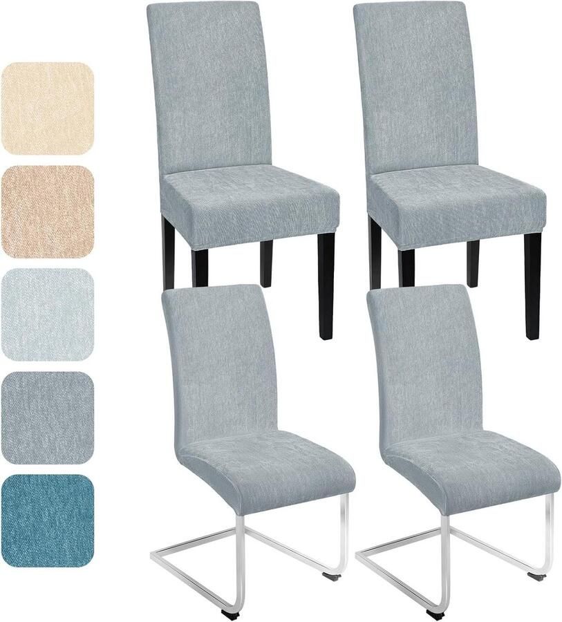 Allecto Plus Stretch stoelhoezen set van 4 voor universele eetkamerstoelen Chenille stoelhoes voor schommelstoelen Wasbaar en afneembaar Stoelbescherming voor keuken banket bruiloft hotel