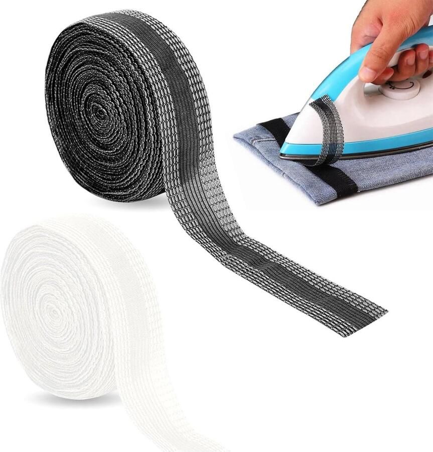 Allecto Plus Strijkbare zoomband (2 stuks) 20 m plakband naadloos zoomstrikband voor kleding broeken en stoffen