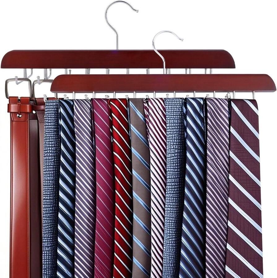 Allecto Plus Stropdashouder & Riem Hanger Set Roestvrij Staal Kast Organizer voor Heren Accessoires Multifunctioneel