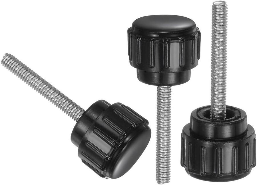 Allecto plus Stuks 20 M3 x 20 mm Buitendraad Duimschroeven met Knoppen Zwart Kunststof Handgreepknoppen