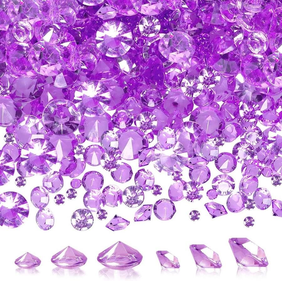 Allecto Plus Tafel Decoratie Paarse Acryl Kristal Diamanten 5000 stuks Bruiloft Decoratie Tafelversiering met Strass Steentjes Bloemenvaas Accessoires