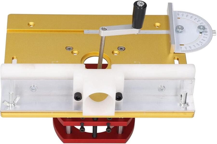 Allecto Plus Tafel Freesvoet voor Houtbewerking Freeslift 64mm-66mm Motor Freeslift Bovenplaat Trimmen Sleuven en Afschuinen Tafelblad Accessoire met Goudkleurige Afwerking