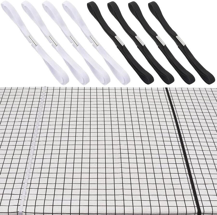 Allecto plus Tafelkleed Bungee Set van 10 Zwart Wit Tafelkleed Houders Elastische Klem Picknickkoord Voor Outdoor Camping Bruiloft Partij