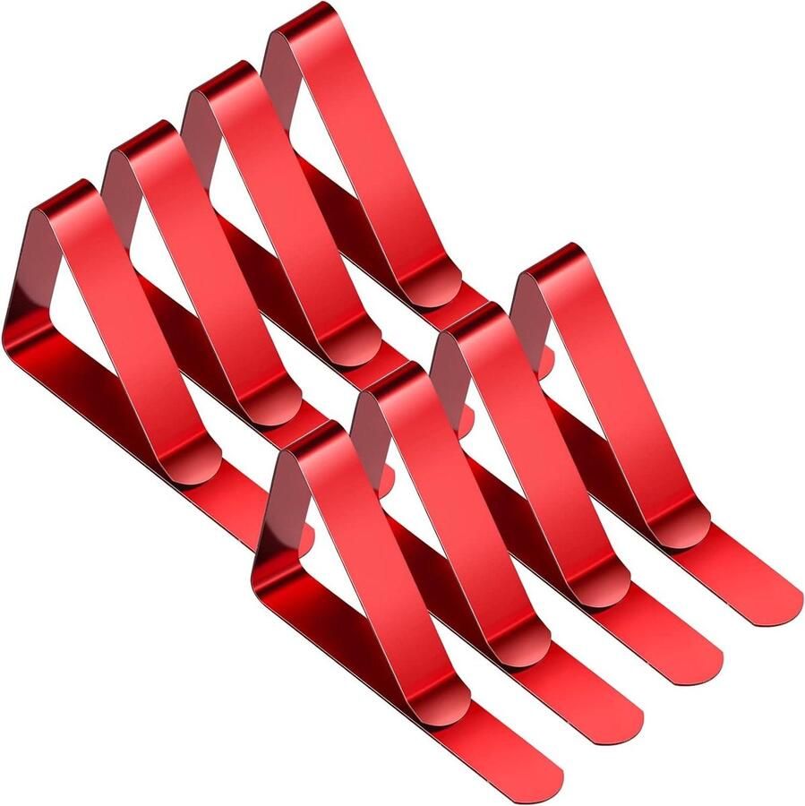 Allecto Plus Tafelkleed Clips Rood Klemmen Houder Verstelbaar Metaal voor Tafelhoes Set van 8 Stuks Ideaal voor Picknick Bruiloften en Diners - Foto 2