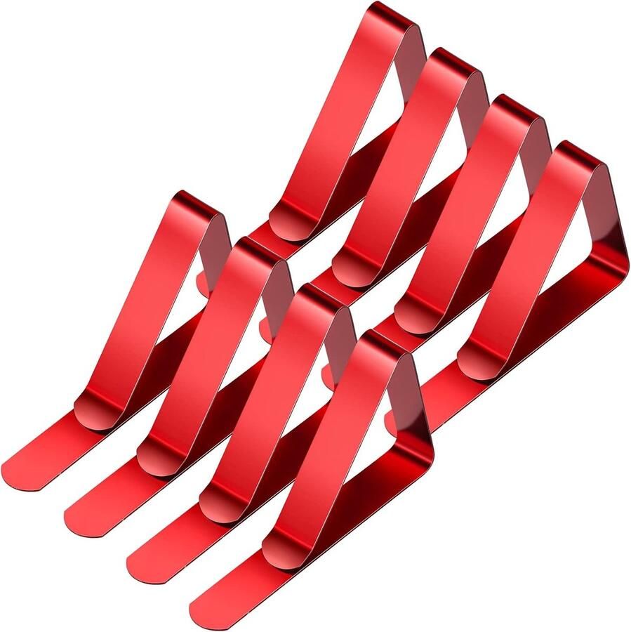 Allecto Plus Tafelkleed Clips Rood Klemmen Houder Verstelbaar Metaal voor Tafelhoes Set van 8 Stuks Ideaal voor Picknick Bruiloften en Diners