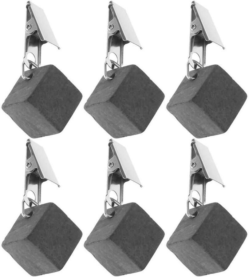 Allecto Plus Tafelkleed Gewichtclips (6 stuks) voor Tafelkleedgewichten Kubus Hangers voor Tafelgewichten Gordijngewichten Marmeren Stoffen Clip