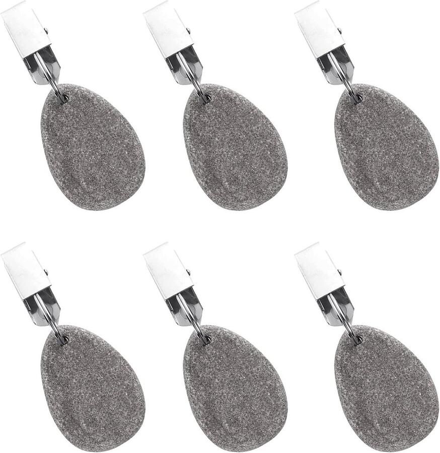 Allecto Plus Tafelkleed gewichten 6 stuks Marmeren tafelkleed clips Binnen buiten huis keuken Bruiloft feest picknick Grijs