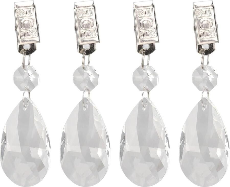 Allecto Plus Tafelkleed Gewichten Set van 4 Kristal Druppelvorm met Metalen Clip Buiten Prism Hangers voor Thuisdecoratie