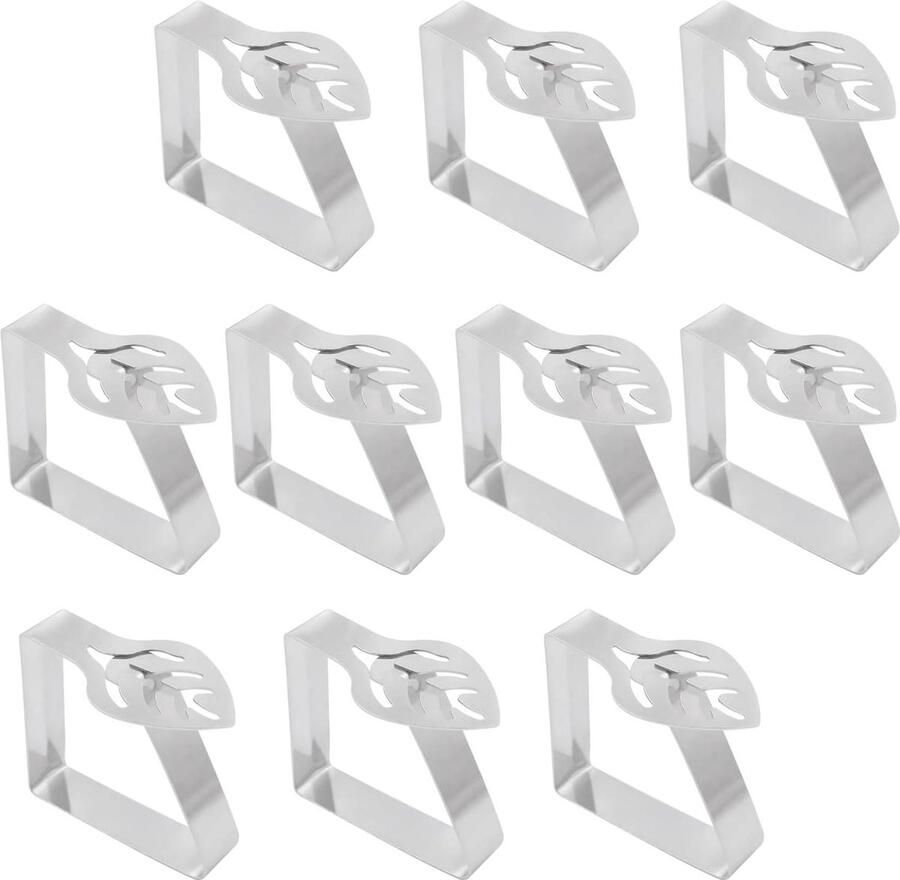 Allecto Plus Tafelkleedclips 10-pack Roestvrijstalen clips voor tafelkleed Grote clips voor binnen en buiten Voor thuis bruiloftsfeest camping
