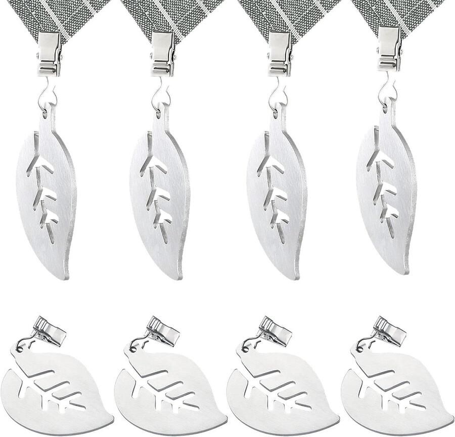 Allecto Plus Tafelkleedgewichten Set van 8 stuks roestvrij staal Tafelkleedklemmen voor dikke tafelbladen Voor binnen en buiten gebruik in de tuin