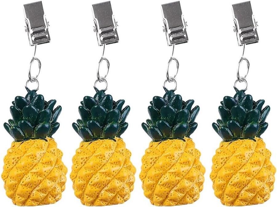 Allecto Plus Tafelkleedgewichten ananas Set van 4 stuks Polyhars Voor buiten Tafelkleed verzwaring Klemmen met klemkracht Gedekte tafel deco