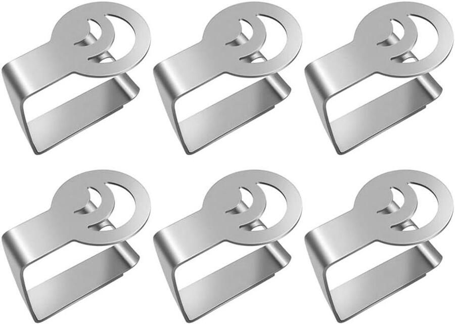 Allecto Plus Tafelkleedklemmen 6 stuks roestvrij staal tafelkleedhouders tafelkleed bevestiging handige tafelaccessoires tafeldecoratie
