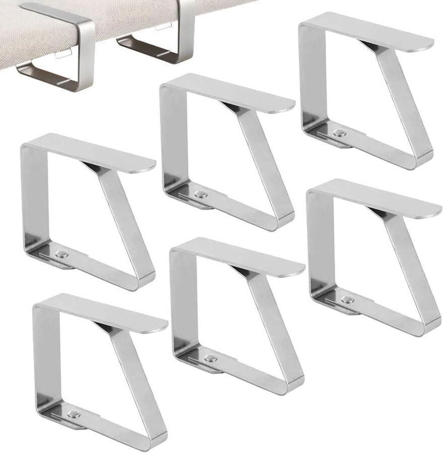 Allecto plus Tafelkleedklemmen van roestvrij staal 6 stuks 5 x 4 cm Tafeldecoratie voor binnen en buiten tuintafels restaurant feesten en picknicks