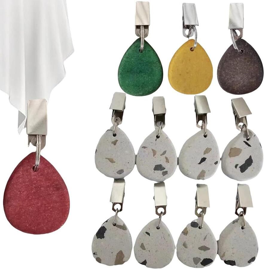 Allecto Plus Tafelkleedklemmen 12 stuks van natuursteen voor familiefeesten en picknicks Restaurant accessoires voor buiten diners