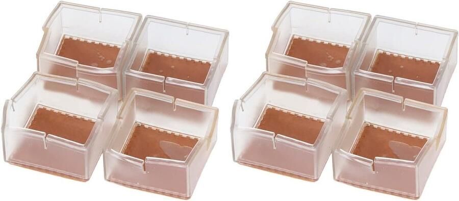 Allecto Plus Tafelpoten Set van 8 Stuks Siliconen Stoeldoppen Antislip Vierkant Beenbescherming Krassen Voorkomen Harde Vloeren 60 x 60 mm