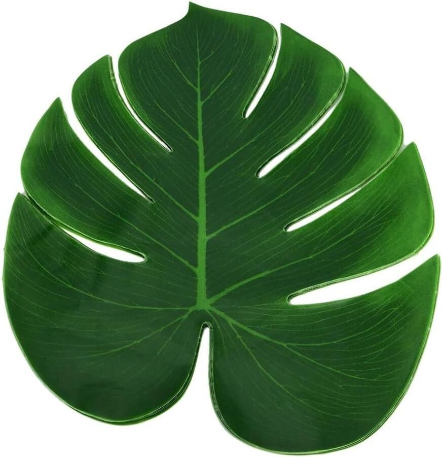Allecto Plus Tafelvlag Set van 12 stuks Monstera-blad Bestekonderzetters voor Familie Wanddecoratie met Kunstbloem Decoratieve Onderzetters voor Tafel