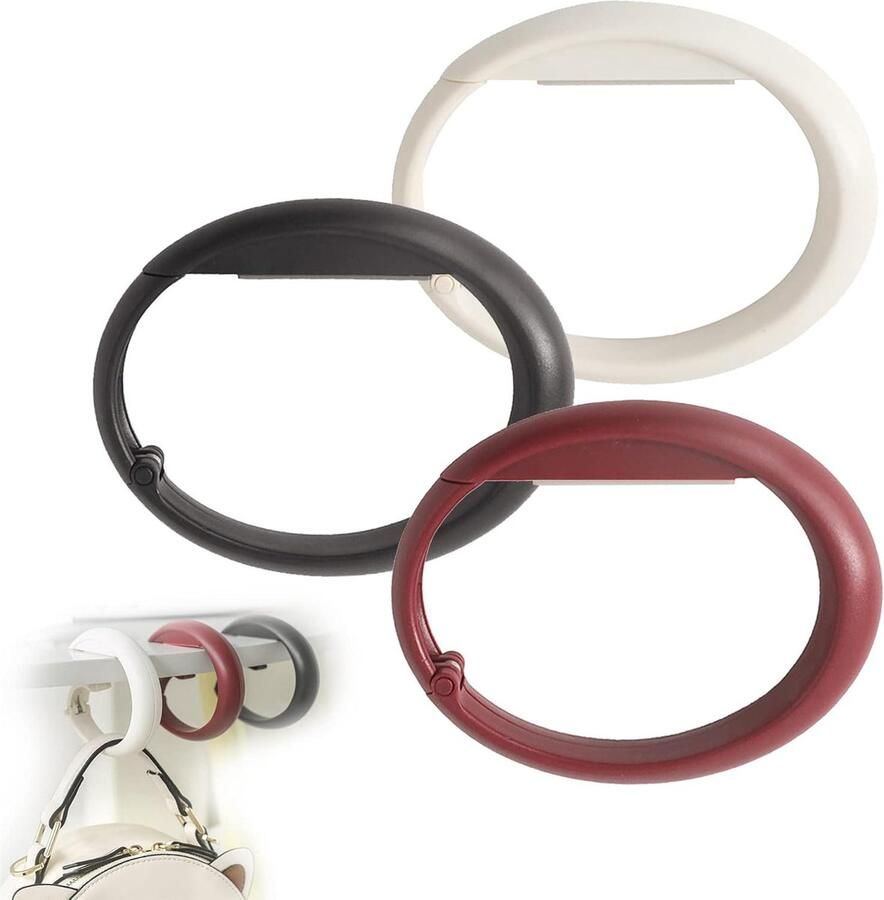 Allecto Plus Tafelzijtas haken handtashouder portemonnee Set van 3 stuks Draagbare tafeltashouder voor dames Opvouwbare handtashaak Voor tafels en restaurants