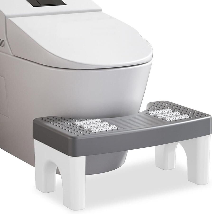 Allecto plus Toiletkruk voor volwassenen met voetmassage Verbetering van toilethouding Verlichting bij verstopping aambeien en PDS Afmetingen 40 x 21 x 17 cm