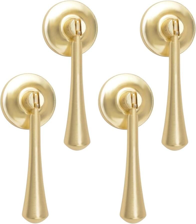 Allecto plus Traanvormige goudkleurige kastknoppen 4 stuks Decoratieve handgrepen voor kasten lades en deuren Inclusief montageschroeven