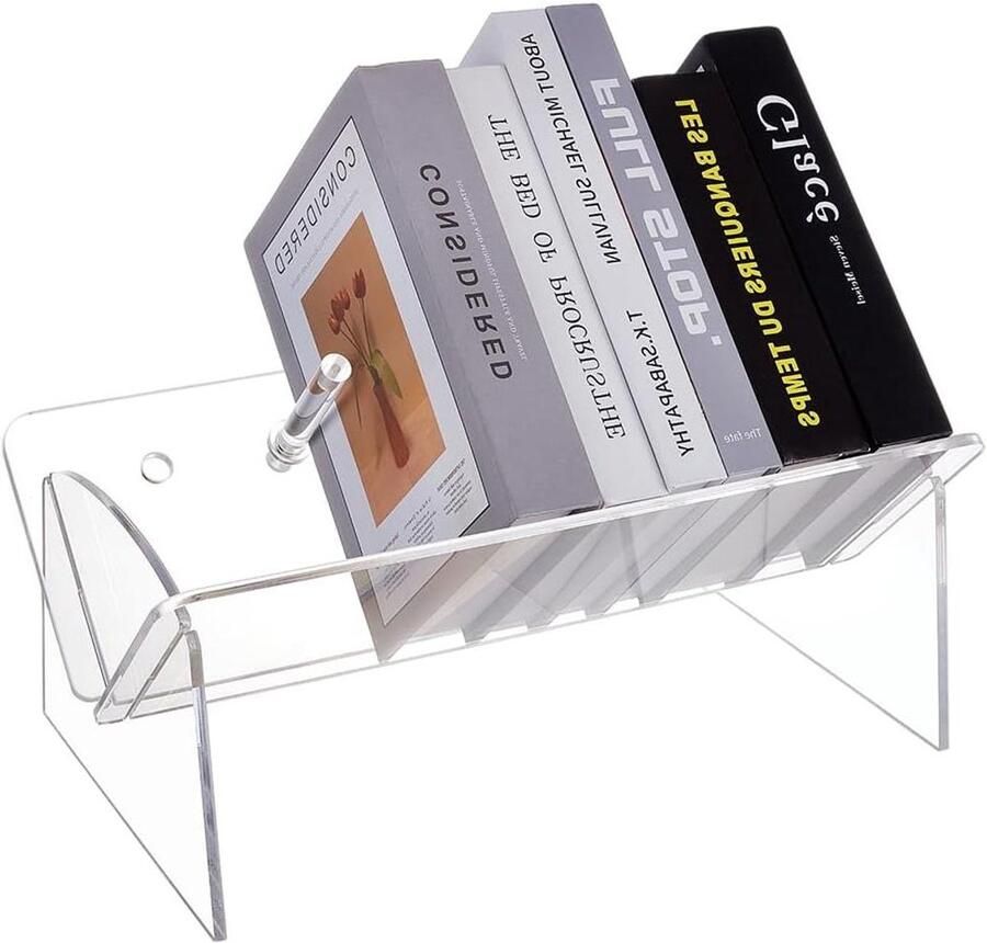 Allecto plus Transparant Acryl Tafelrek Boekenstandaard Verwijderbaar voor Tijdschriften en Boeken Opbergstandaard Bureau Accessoire