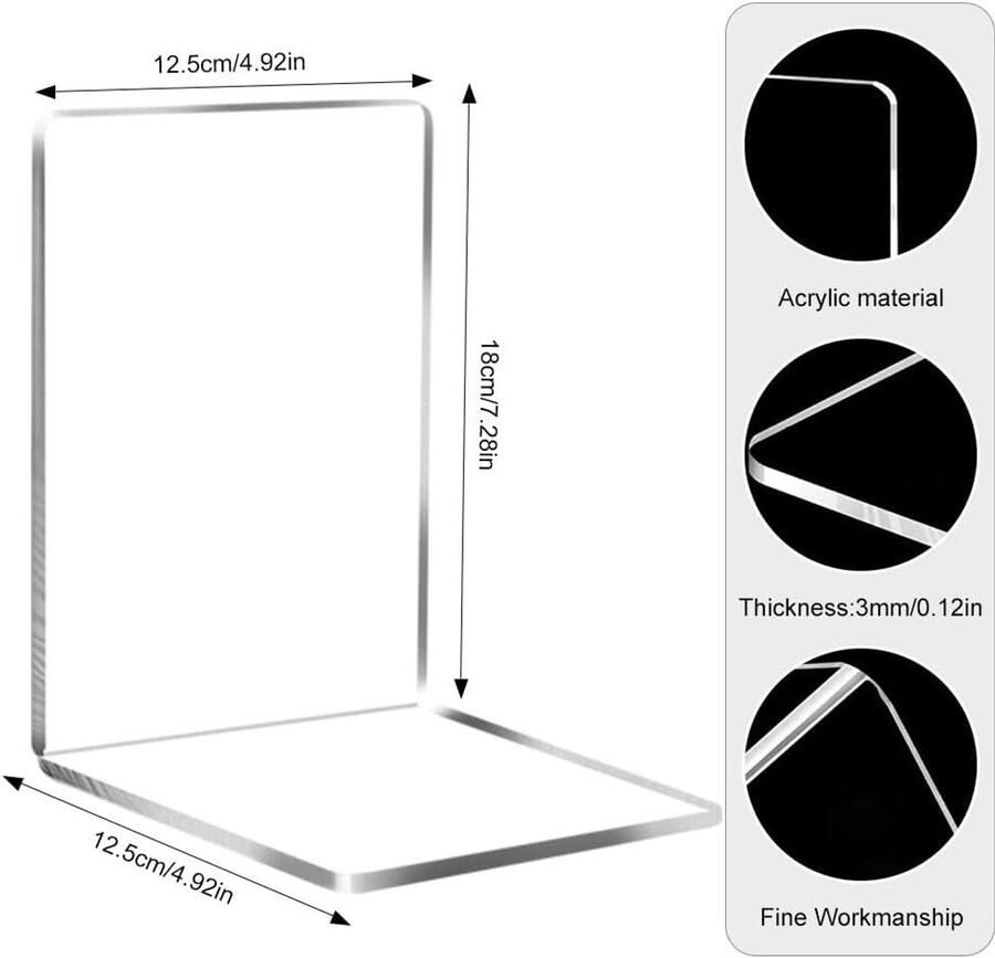 Allecto Plus Transparante Acryl Boekensteunen Set School Thuis Organisatie Bureau Bibliotheek Slaapkamer Set van 8