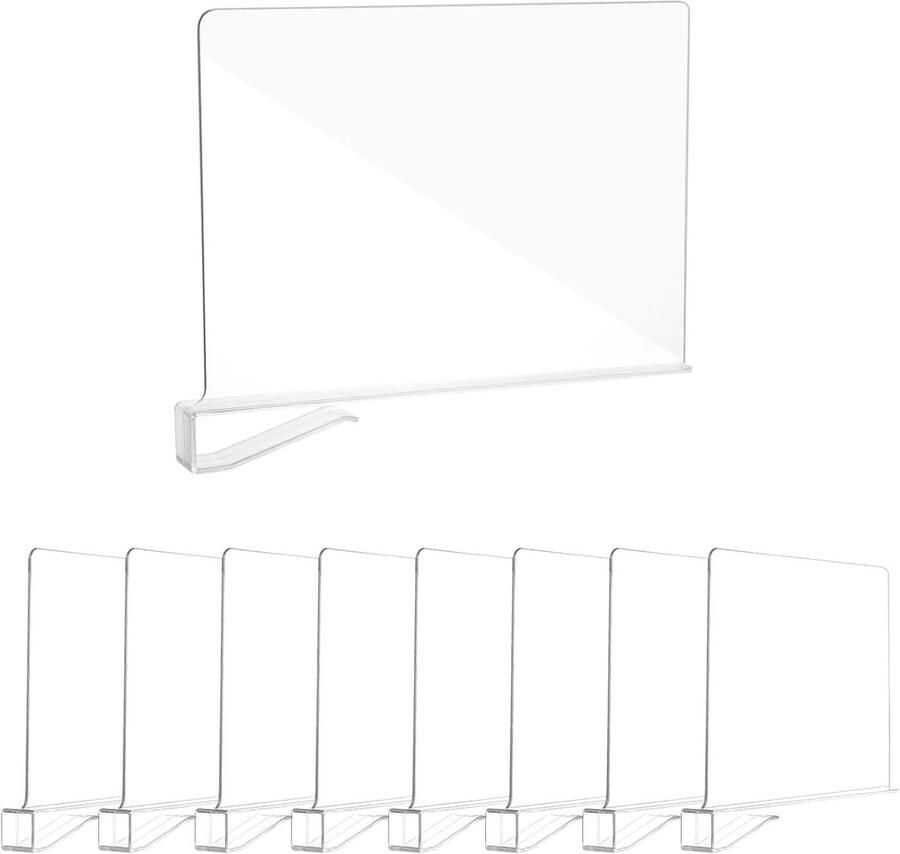 Allecto Plus Transparante Acryl Plankverdelers 30 x 20 cm Multifunctioneel voor Kledingkast Boekenkast en Kasten