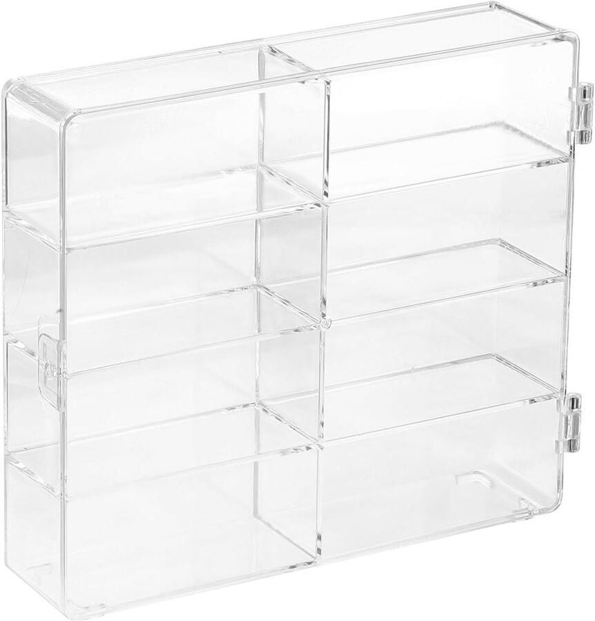 Allecto plus Transparante Acryl Tentoonstellingsbox Voor Racewagenmodellen 1:64 8 Vakken Stofdichte Organizer Voor Autowielencollectie Veilige Vitrine