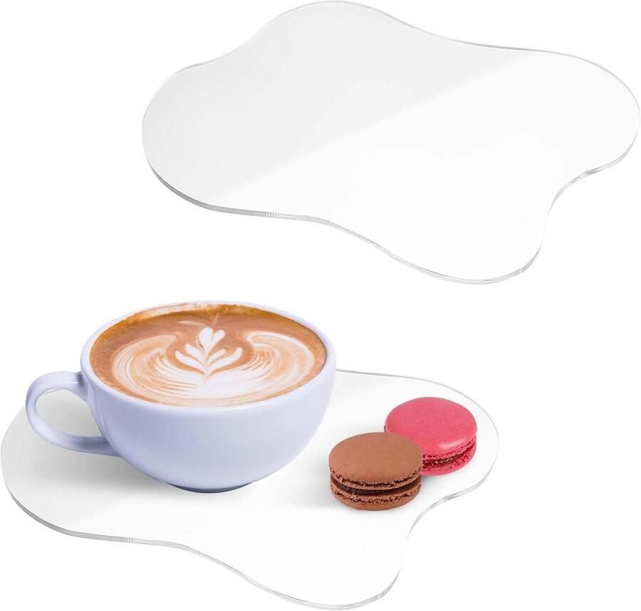 Allecto Plus Transparante Acrylonderzetters met Wolkenpatroon voor Bureau en Salontafel Set van 2 Stuks