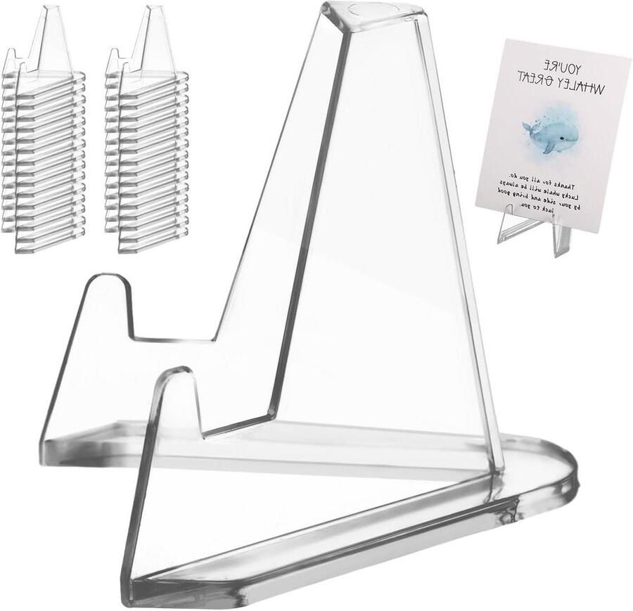 Allecto Plus Transparante Kaarthouder Standaard voor 30 Kaarten Bureau Fotohouder Geschikt voor Medailles en Sportkaarten