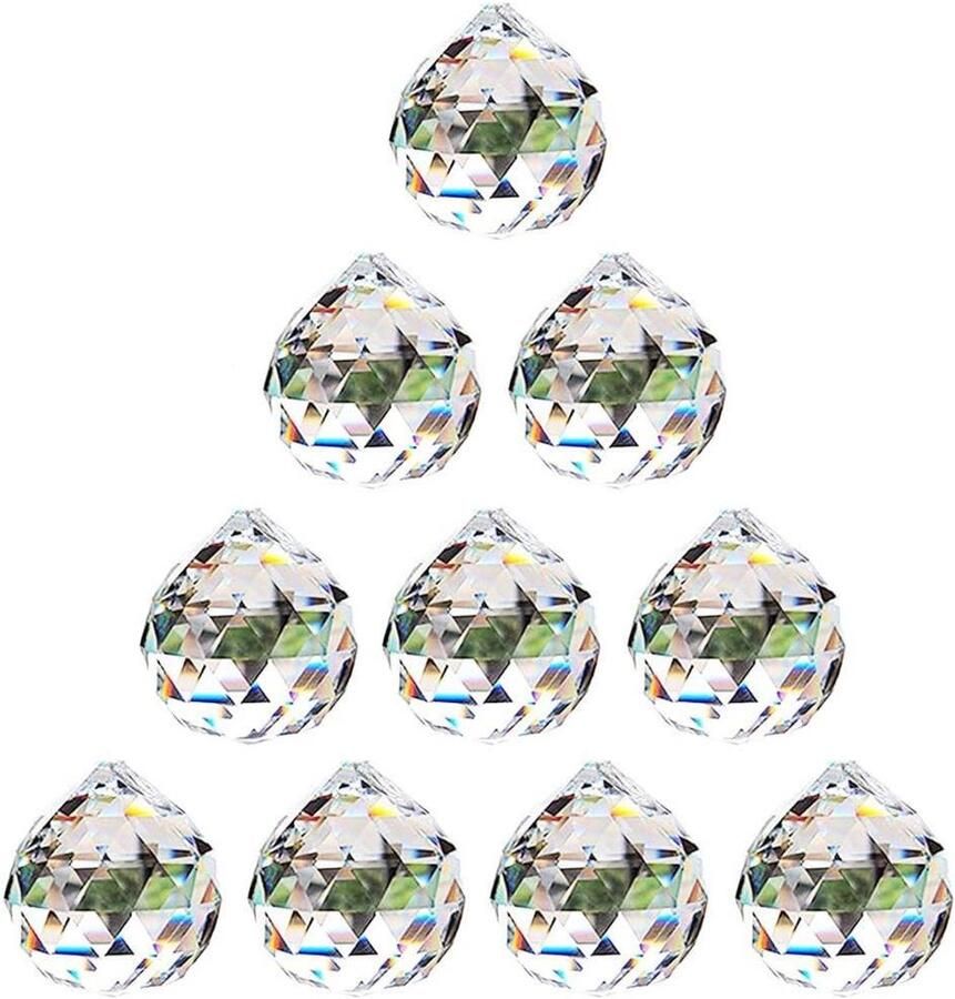 Allecto Plus Transparante kristallen bal Prisma Hanger Suncatcher Plafondlampen Feng Shui Bruiloft Kantoordecoratie 30mm 10 Stuks