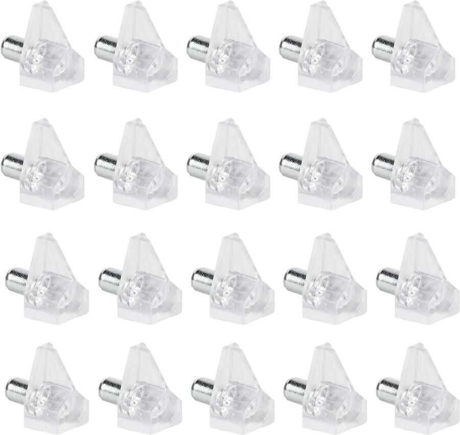 Allecto Plus Transparante Plankdragers voor Meubels Boekenplanken en Kasten Set van 20 Stuks