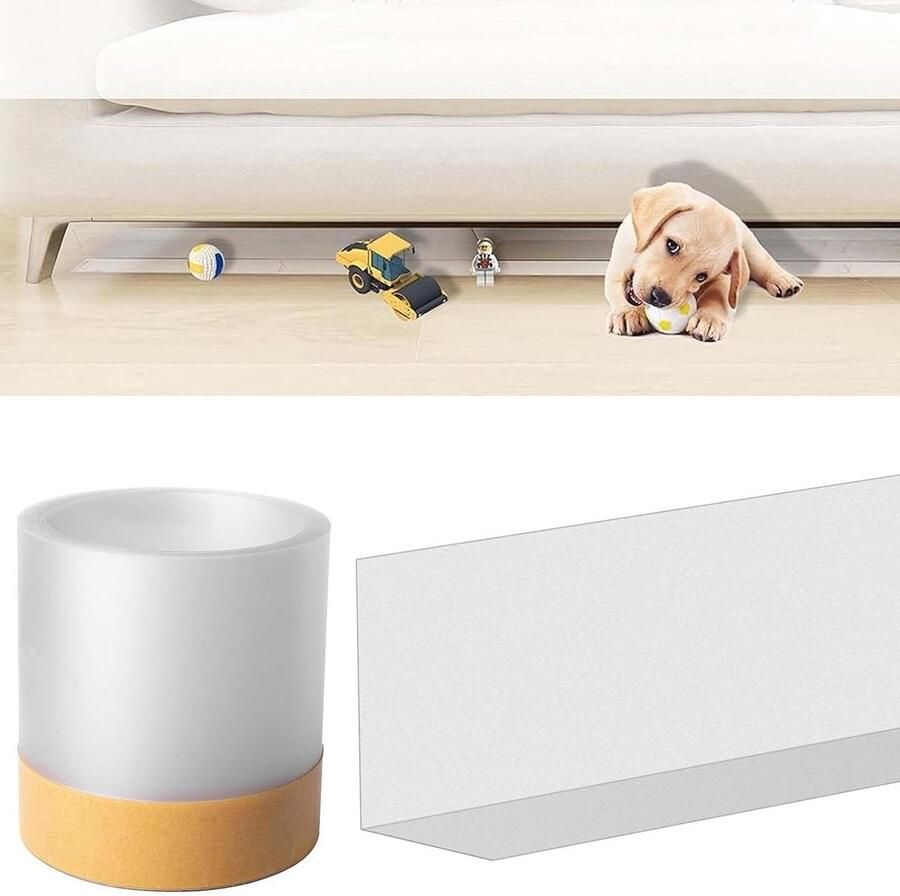 Allecto Plus Transparante speelgoedblokker voor meubels 3 meter lang voorkomt dingen onder bank en bed huisdieren barrière