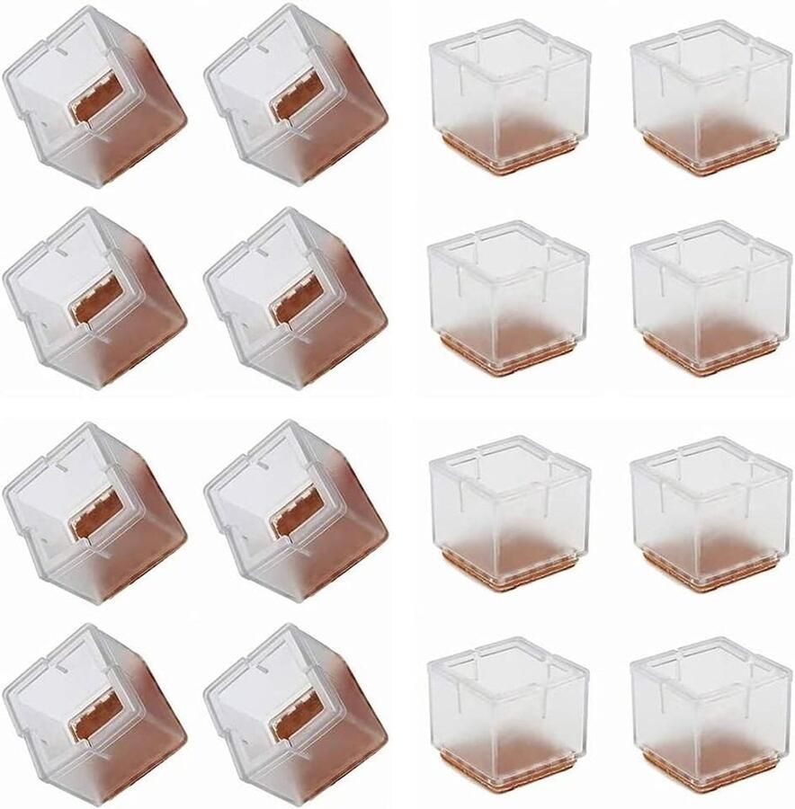 Allecto Plus Transparante Stoel Been Hoofdjes voor Houten Vloerbescherming Set van 12 Stuks