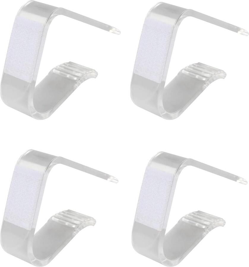 Allecto Plus Transparante tafelkleedclips Set van 4 Kunststof tafelkleedklemmen Antislip Tafelkleed bevestigen Bruiloft Restaurant Tuin Barbecue 52 mm