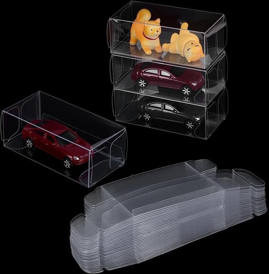 Allecto plus Transparante Vitrinekast voor Modelauto's PVC Opvouwbaar Thuisdisplay en Verpakking 1 64 Schaal 60 Stuks