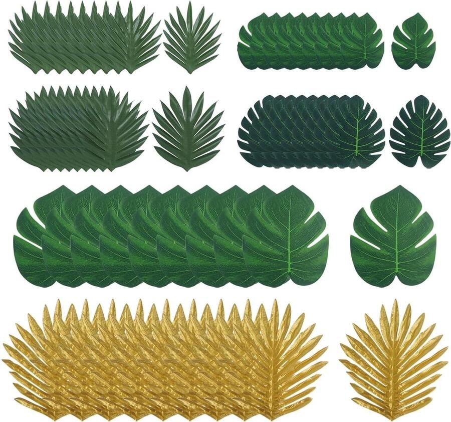 Allecto plus Tropische kunstmatige palmbladeren Banket tafel decoratie voor safari parken strandfeesten Set van 60 stuks
