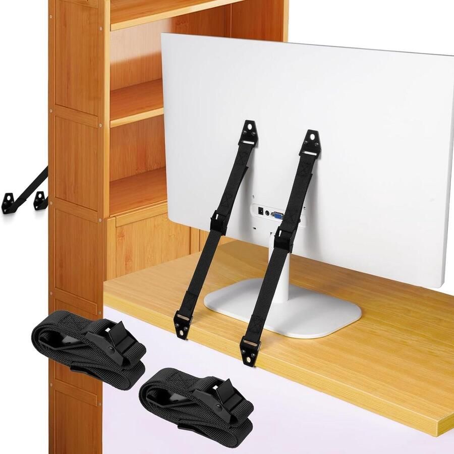 Allecto Plus TV en meubels anti-tip riemen 2 stuks metalen zware tv-riemen kinderveiligheid meubelriemen verstelbare veiligheidsmeubels wandankers voor babyproofing flatscreen tv dressoir boekenkast