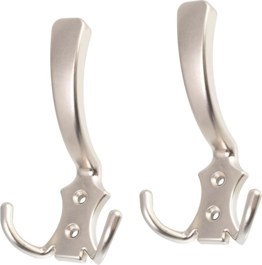 Allecto plus Twee metalen wandhaken voor garderobe of badkamer Set van 2 Afmetingen 115x72x65 mm