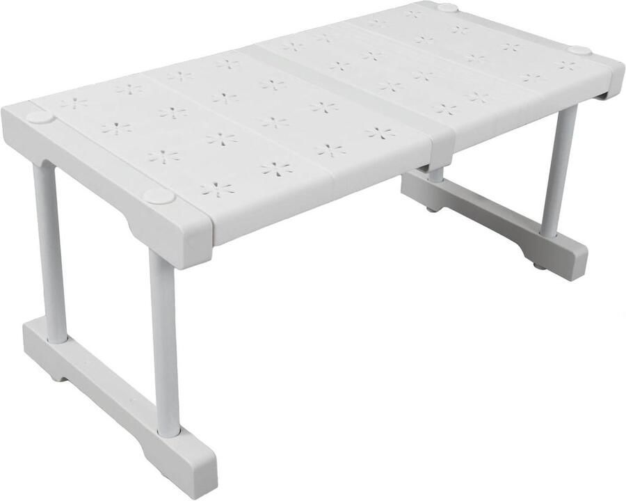 Allecto Plus Uitbreidbare kast plank organizer voor ruimtebesparing verstelbaar 24 cm breed 22 cm hoog verstelbare lengte 37-48 cm 57-79 inch