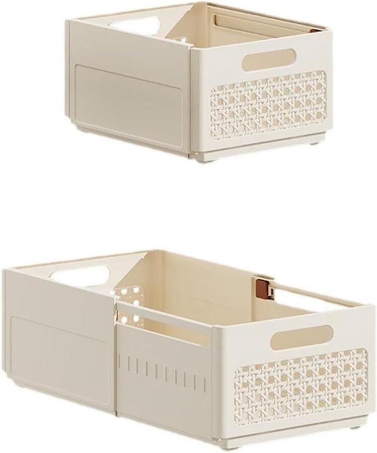 3-delige Uitschuifbare Opbergdozen Verstelbare Stapelbare Opbergcontainers (28-46 cm) voor Keukenkast