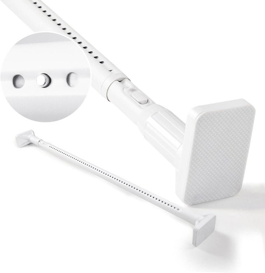 Allecto plus Uitschuifbare douchegordijnstangen voor keuken en badkamer Telescopische spanstang (100-170 cm) Wit Gordijnroede voor gordijnen en kasten