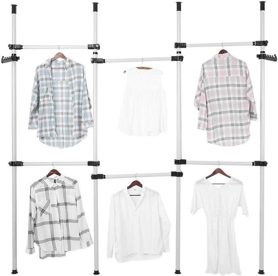 Allecto Plus Uitschuifbare garderobesystemen Kledingrek met verstelbare hoogte en breedte