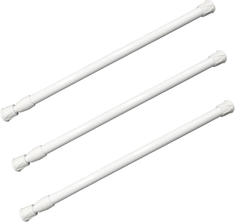 Allecto Plus Uitschuifbare Gordijnroede 30-50 cm Wit Set van 3 Verstelbare Spanstang Voor Ramen Boekenplank Kledingkast