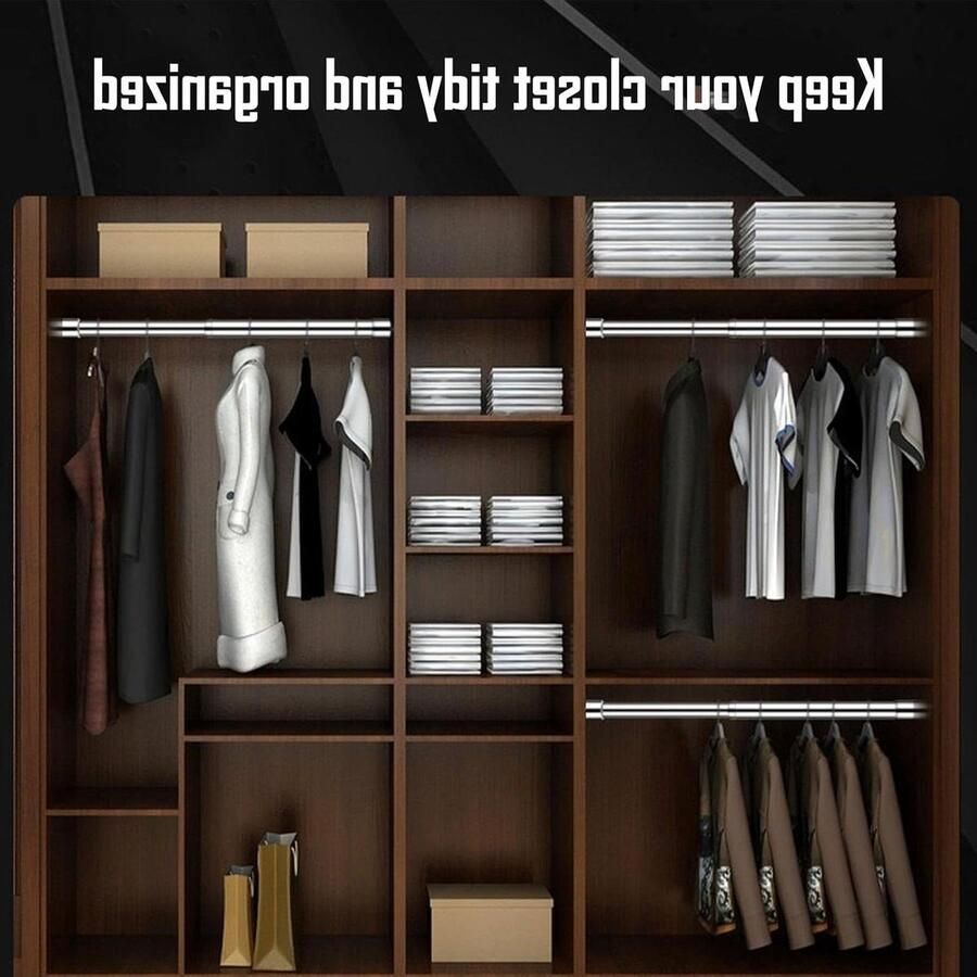 Allecto Plus Uitschuifbare Kledingstang van Roestvrij Staal voor Slaapkamerkasten 2 Stuks 33-62 cm